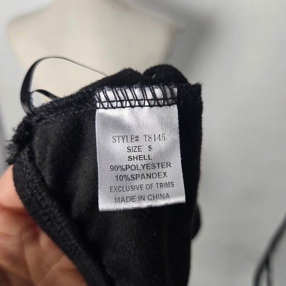 Windsor Black Halter Neck Western Cowgirl Fringe Ring Detail Crop Top‎ Size S - Picture 6 of 7